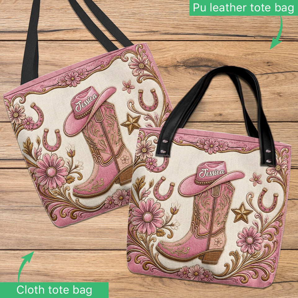 Boots & Hat - Personalized Cowgirl Tote Bag