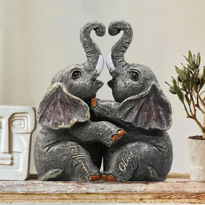 Elephant Anniversary Gifts - Personalized Couple Custom Shaped Wood Plaque