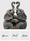 Elephant Anniversary Gifts - Personalized Couple Custom Shaped Wood Plaque