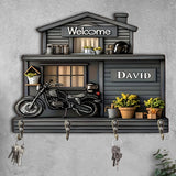 Welcome Home - Personalized Biker Custom Shaped Key Rack