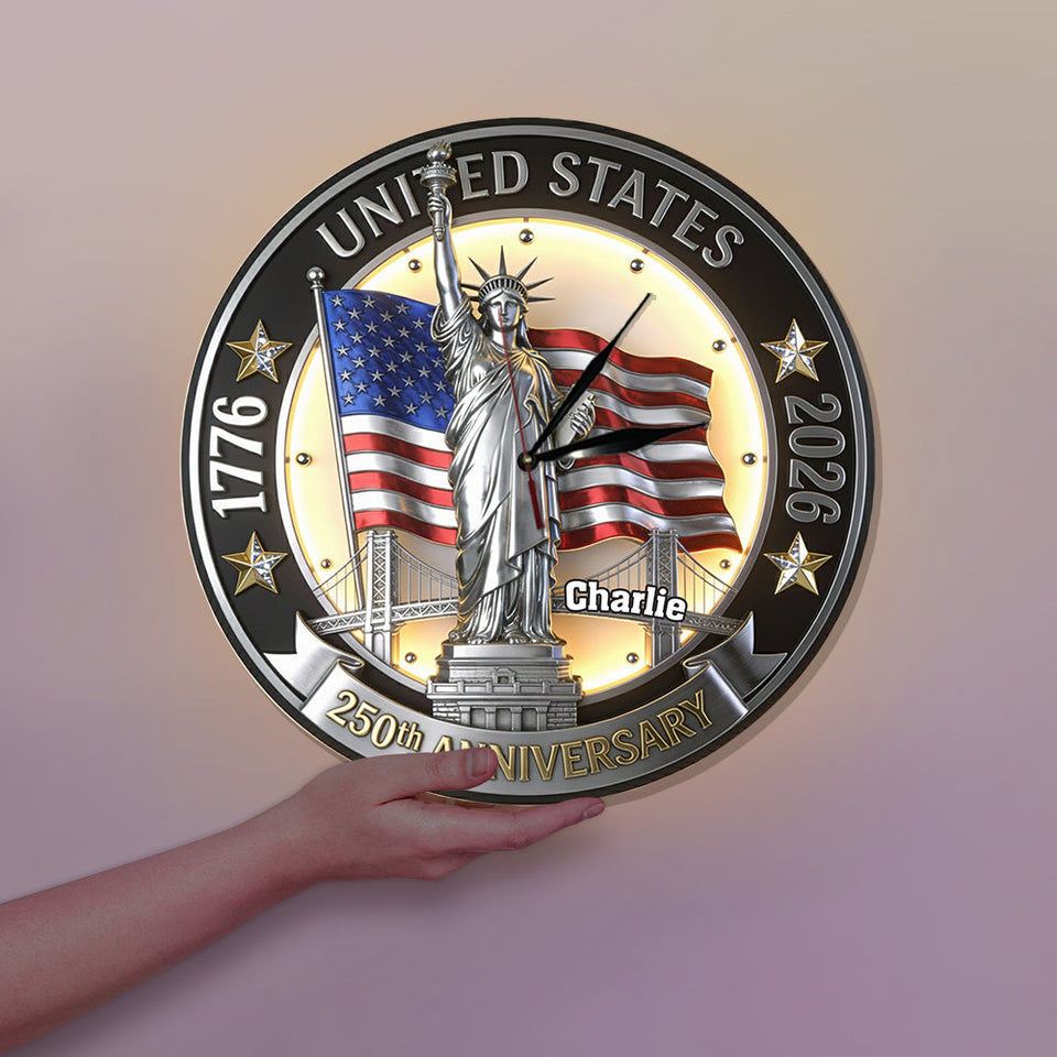 250th Anniversary - Personalized Patriot LED Light Wall Clock