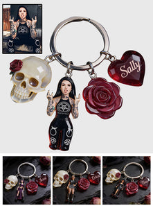 Custom Any Photo - Personalized Skull Premium Keychain With Charms