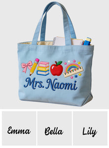 Kawaii School Teacher Gift Personalized - Personalized Teacher Tote Bag
