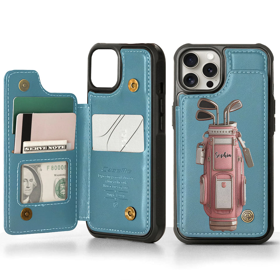 Luxury Gift For Golfer Custom Name - Personalized Golf Wallet Phone Case