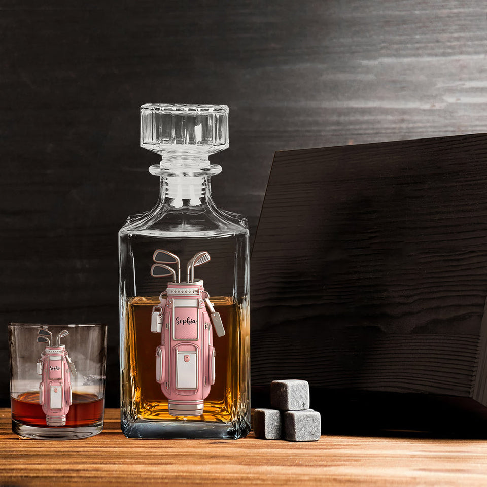 Luxury Gift For Golfer Custom Name - Personalized Golf Whiskey Decanter Set