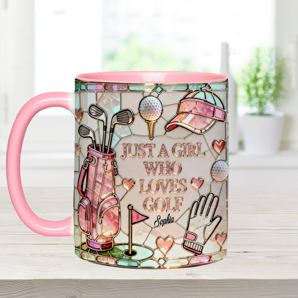 Just A Girl Who Loves Golf - Personalized Golf Set Accent Mug with Acrylic Stirrers