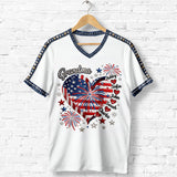 July 4th Grandma Sweethearts Shirt - Personalized Grandma Fully Printed V-Neck T-Shirt