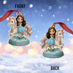 Custom From Any Photo, Gift For Unicorrn Loving Girls - Personalized Kid Custom Shaped Ornament