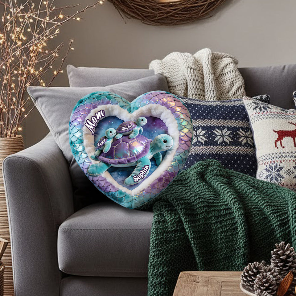 Nana Turtle Gift For Mom Grandma - Personalized Grandma Faux Fur Shaped Pillow