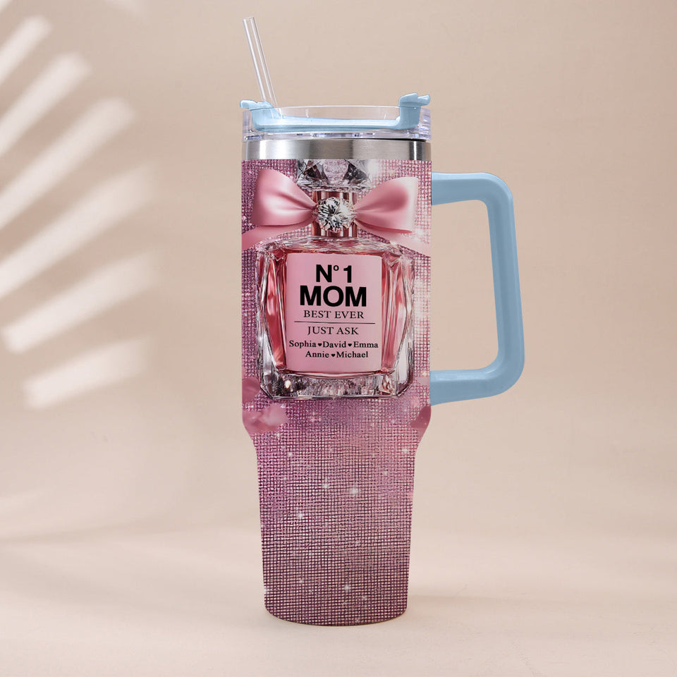 No1 Mom Ever - Personalized Mother Tumbler With Handle