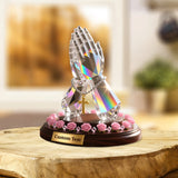 Praying Hand With Roses - Personalized Christian Custom Shaped Acrylic Plaque
