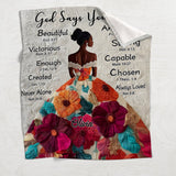 God Says You Are - Personalized African American Blanket
