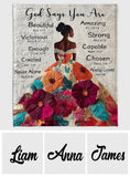 God Says You Are - Personalized African American Blanket