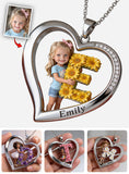 Custom Any Photo Floral Initial Name Letter - Personalized Kid Shaped Metal Pendant Necklace