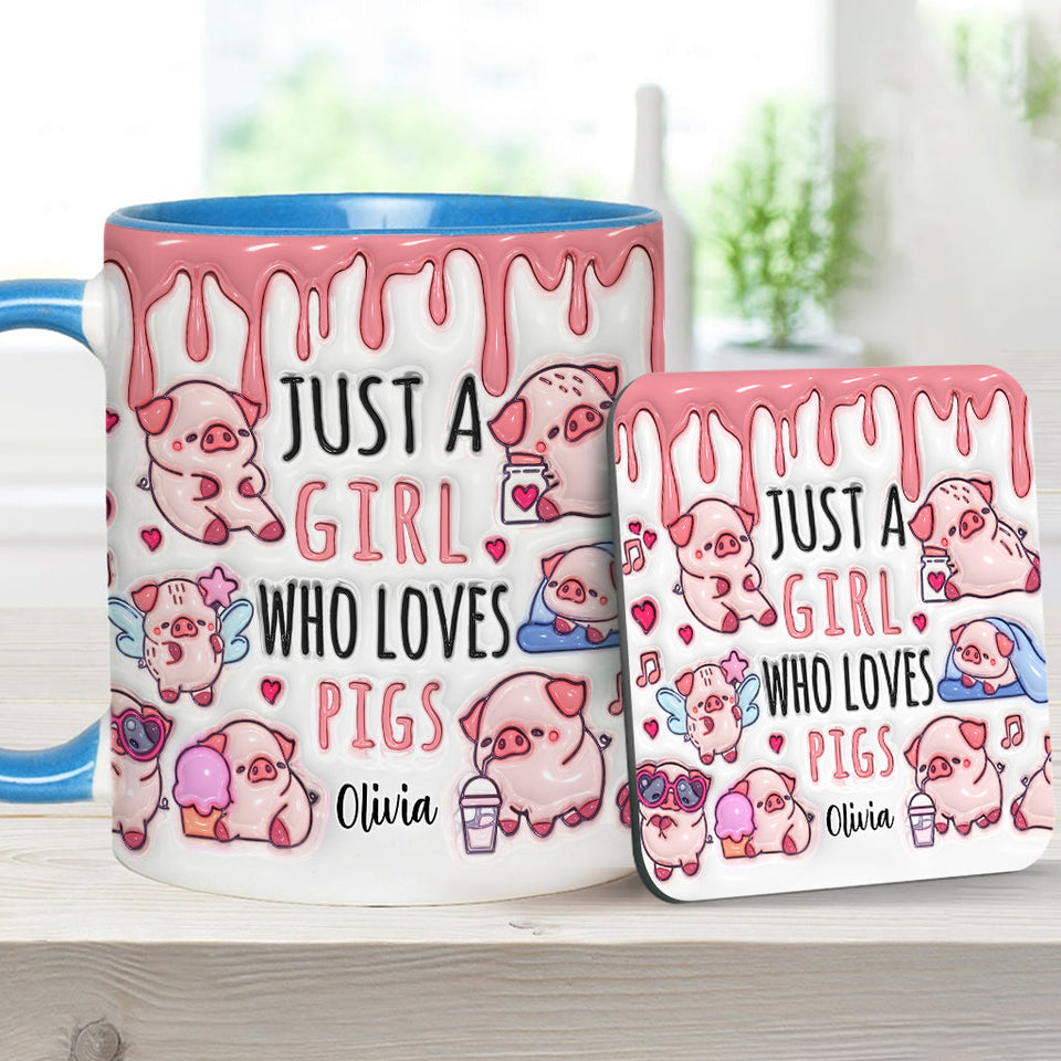 Just A Girl Who Loves Pigs - Personalized Pig Lover Accent Mug