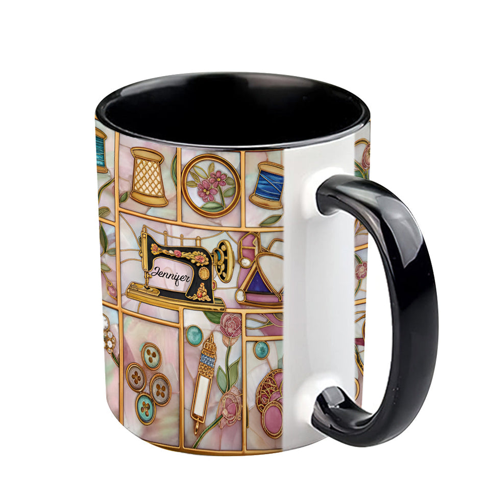 Just A Girl Who Loves Sewing - Personalized Sewing Accent Mug