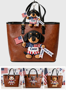 Happy 4th Of July - Personalized Dog Leather Bag With Plush Charm