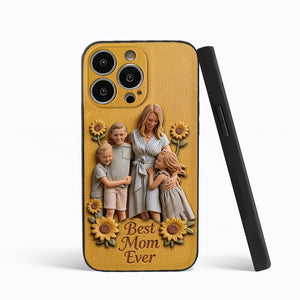 Best Mom Ever - Personalized Mother 3D Embossed Leather Phone Case