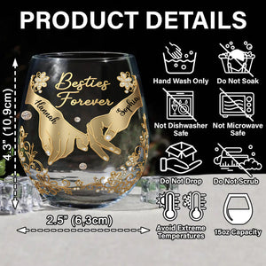 Besties Forever - Personalized Bestie All Over Wine Glass