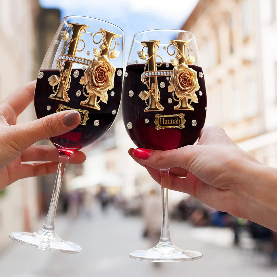Alphabet Initial For Wine Lovers - Personalized Wine Wine Glass With Long Stem