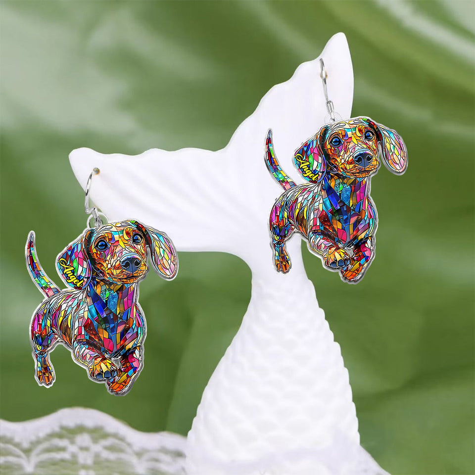I Love My Dog - Personalized Dachshund Earrings
