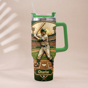 We Caught The Best Dad - Personalized Baseball Tumbler With Handle