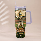 We Caught The Best Dad - Personalized Baseball Tumbler With Handle
