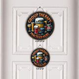 Group Therapy - Personalized Beer Round Wood Sign