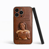 The Moment Your Heart Stopped - Personalized Memorial 3D Embossed Leather Phone Case