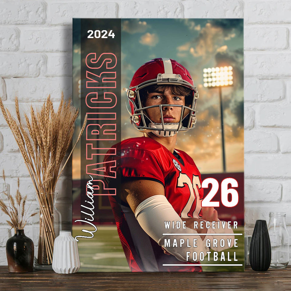 Any Sport, Name, Postion, Number, Team.... - Personalized Football Canvas And Poster