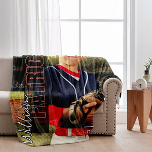 Any Photo, Name, School... - Personalized Baseball Blanket