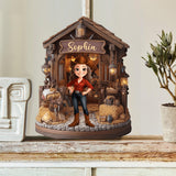 Cowgirl's Barn - Personalized Cowgirl Custom Shaped Wood Plaque