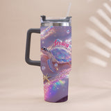 Sparkling Turtle - Personalized Turtle Tumbler With Handle