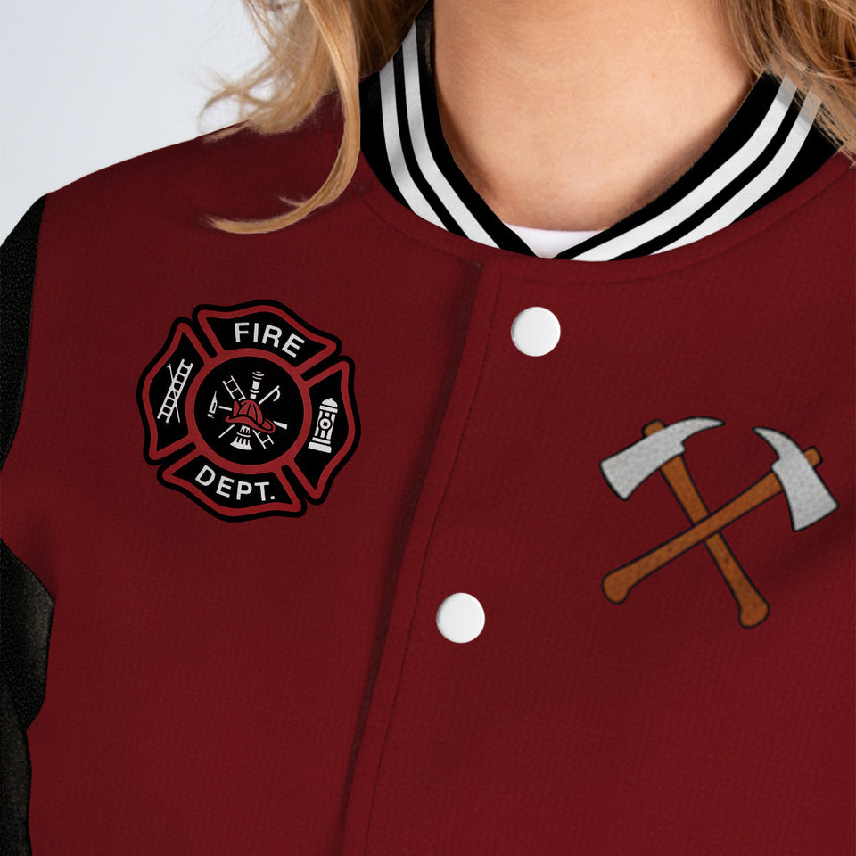 Custom Initial Jacket For Firefighter - Personalized Firefighter Varsity Jacket