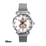 Praying Hands With Roses - Personalized Christian Women Hand Watch