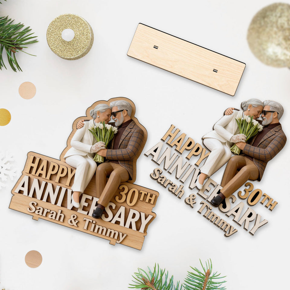 Anniversary Gift - Personalized Couple 2 Layered Big Freestanding