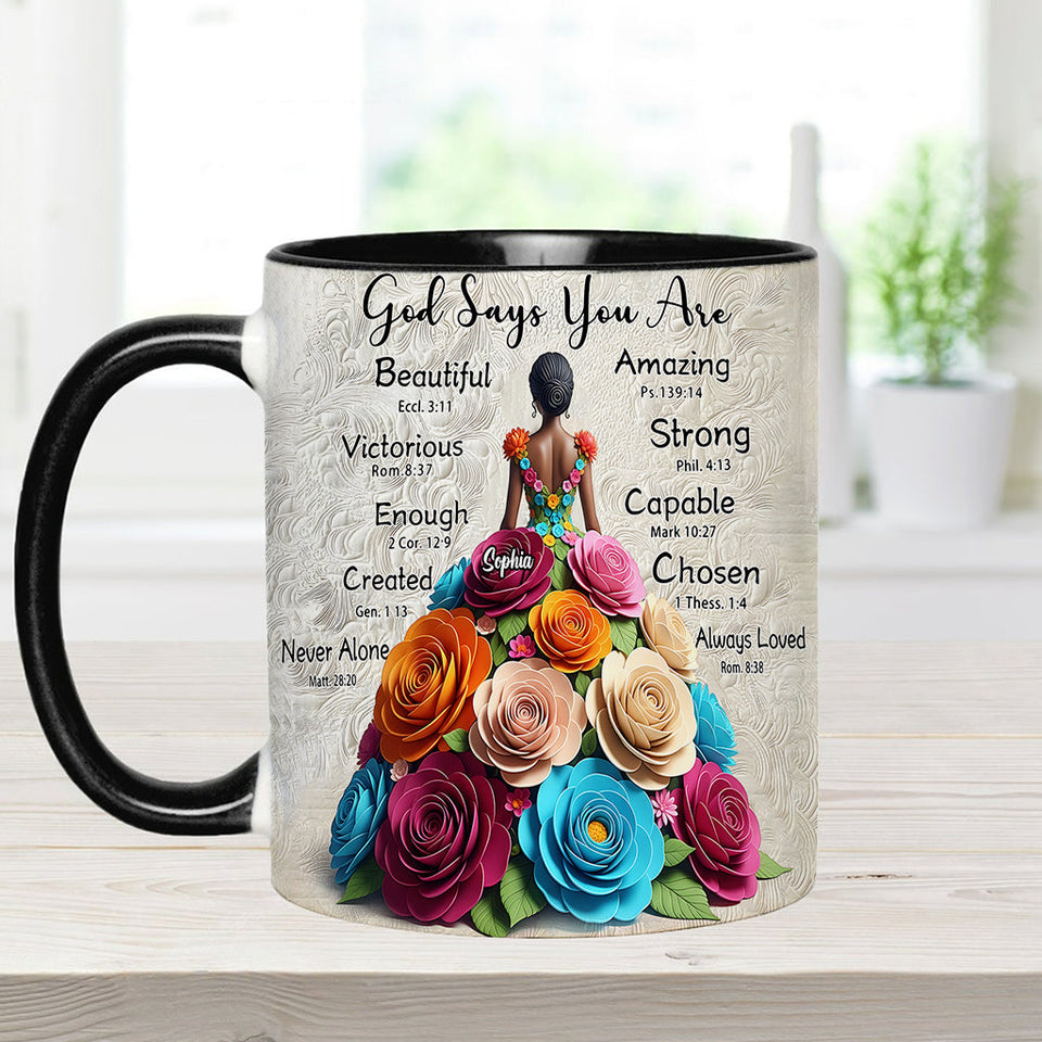 God Says You Are - Personalized African American Accent Mug