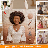 Custom Any Photo Love Crocheting - Personalized Crocheting Quilted Tote Bag