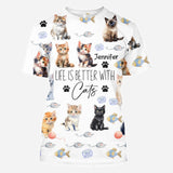 Life Is Better With Cats - Personalized Cat All Over Shirt