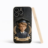 Graduation Gift - Personalized Graduation 3D Embossed Leather Phone Case