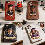 Graduation Gift - Personalized Graduation 3D Embossed Leather Phone Case