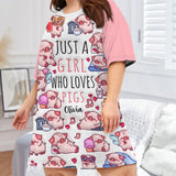 Just A Girl Who Loves Pigs - Personalized Pig Lover Sleep T-shirt Dress