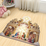 Nativity Scene Jesus - Personalized Christian Shaped Doormat/ Rug