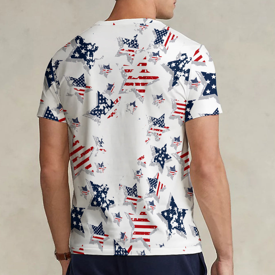 Patriot Dog Mom - Personalized Dog Fully Printed V-Neck T-Shirt