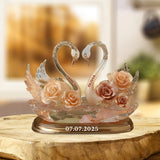Enternal Love, Swan Couple - Personalized Couple Custom Shaped Acrylic Plaque