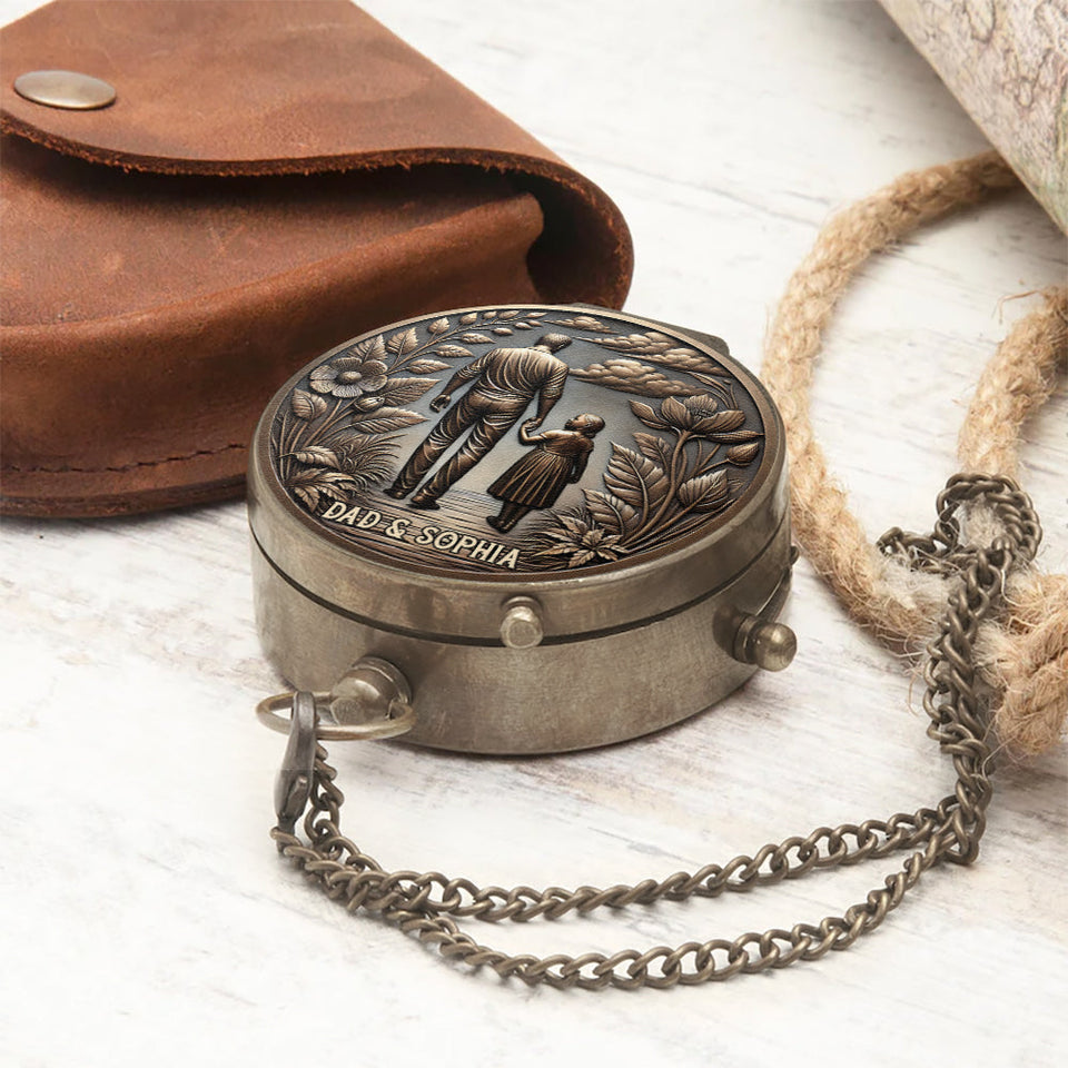 You Never Walk Alone Gift For Dad, Grandpa, Son,.. - Personalized Father Compass