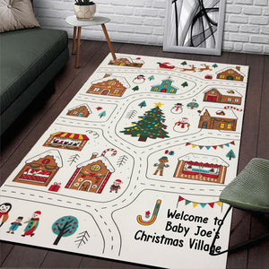 Welcome To Christmas Village - Personalized Kid Rug