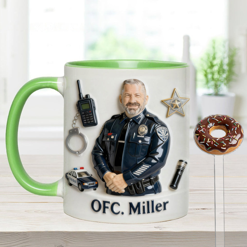 Custom From Any Photo - Personalized Police Officer Set Accent Mug with Acrylic Stirrers
