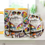 Love Hope Peace - Personalized Hippie Accent Mug & Coaster