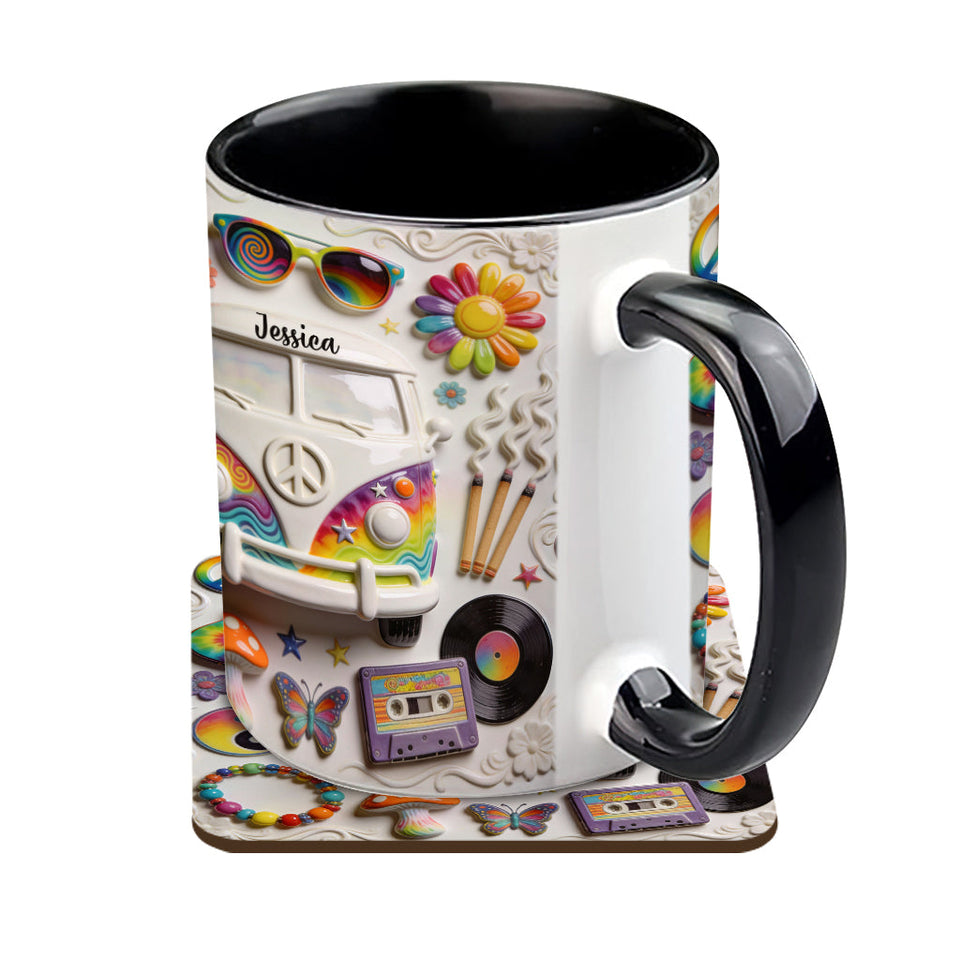Love Hope Peace - Personalized Hippie Accent Mug & Coaster